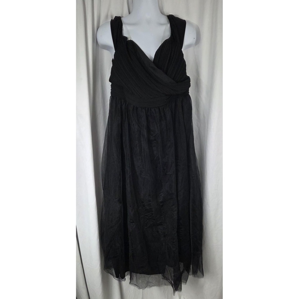 XPLUSWEAR Dress Womens 3XL Black Tulle V Neck Sleeveless Ruched Formal Ball Gown